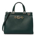 Grainy Calfskin Medium Zumi Top Handle Bag Vintage Green