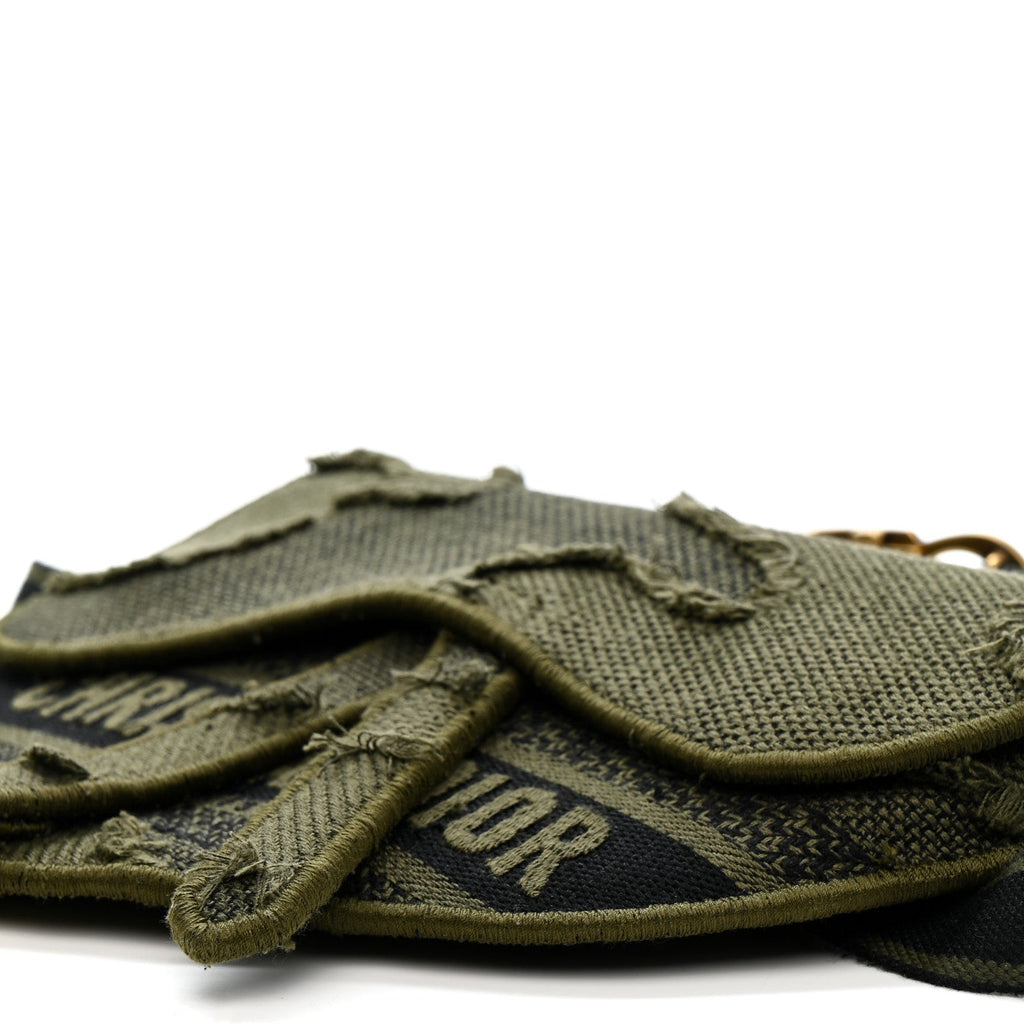 Canvas Embroidered Camouflage Saddle Belt Bag Green