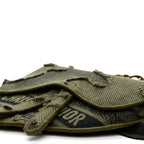 Canvas Embroidered Camouflage Saddle Belt Bag Green