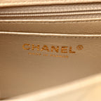 Metallic Goatskin Quilted Mini Rectangular Flap Gold