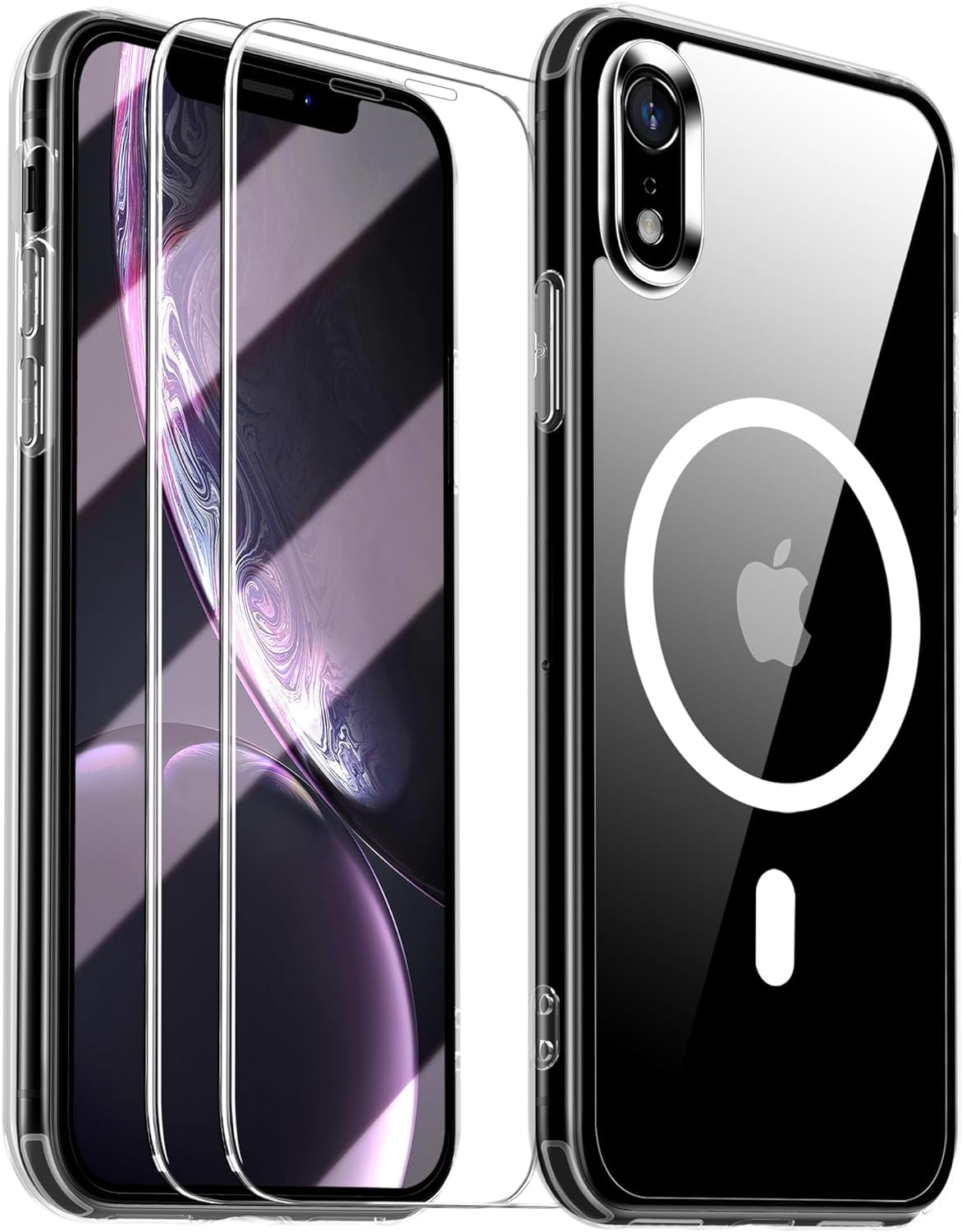 Entronix Bundle Compatible with iPhone XR - [Magnetic] Clear Case & 2 Clear Screen Protectors