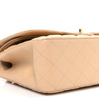 Caviar Quilted Jumbo Double Flap Beige