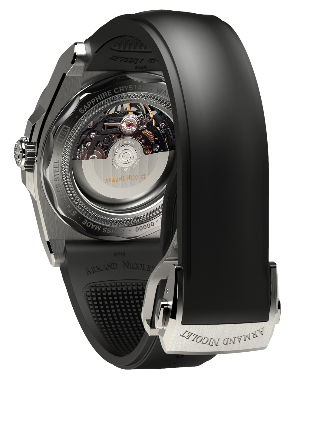Armand Nicolet Men's Watch J09 Skeleton 41mm Grey Black