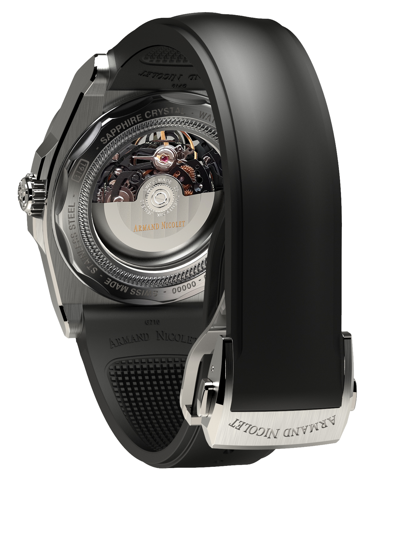Armand Nicolet Men's Watch J09 Skeleton 41mm Grey Black