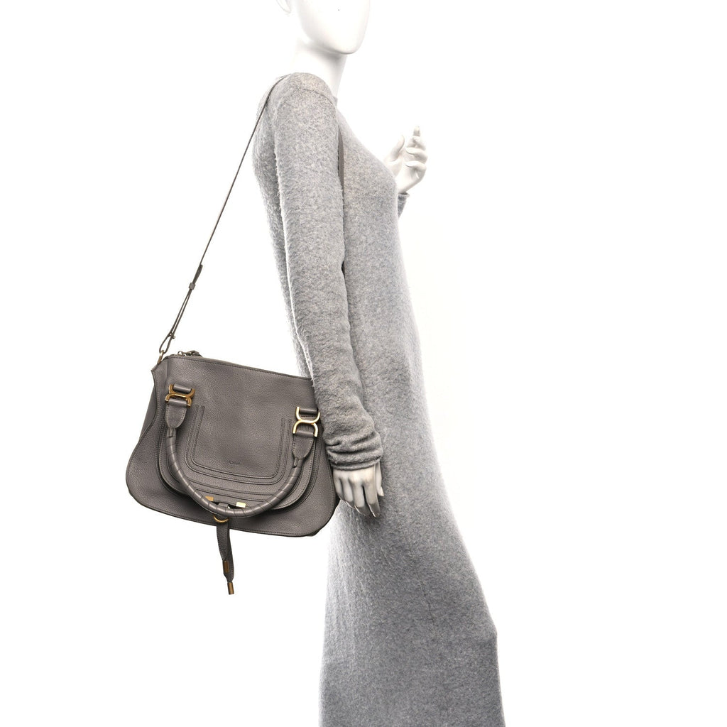 Calfskin Small Marcie Satchel Cashmere Grey
