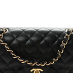 Caviar Quilted Small Double Flap Black