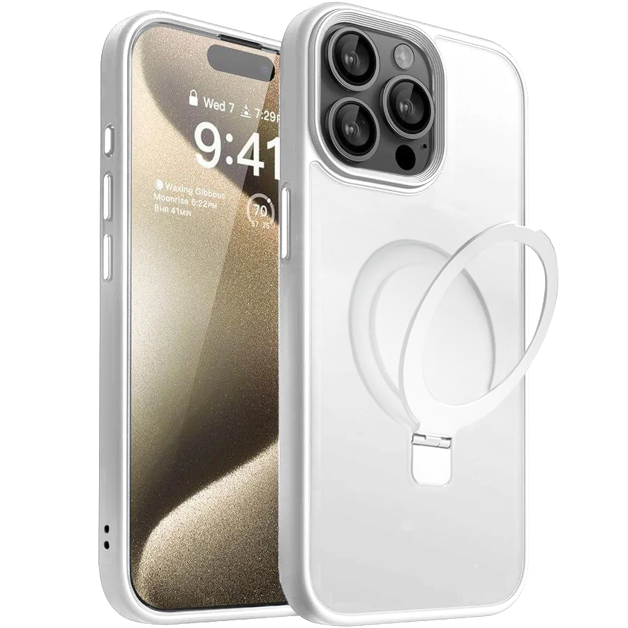Entronix [Magnetic] Case Compatible with iPhone 15 Pro - Translucent Frosted Matte Gripstand