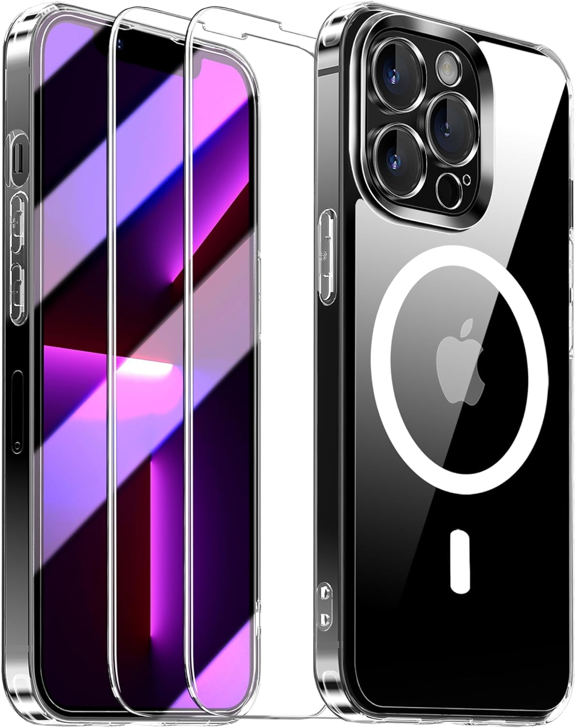 Entronix Bundle Compatible with iPhone 13 Pro Max - [Magnetic] Clear Case & 2 Clear Screen Protectors