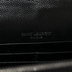Grain De Poudre Matelasse Chevron Monogram Envelope Chain Wallet Black