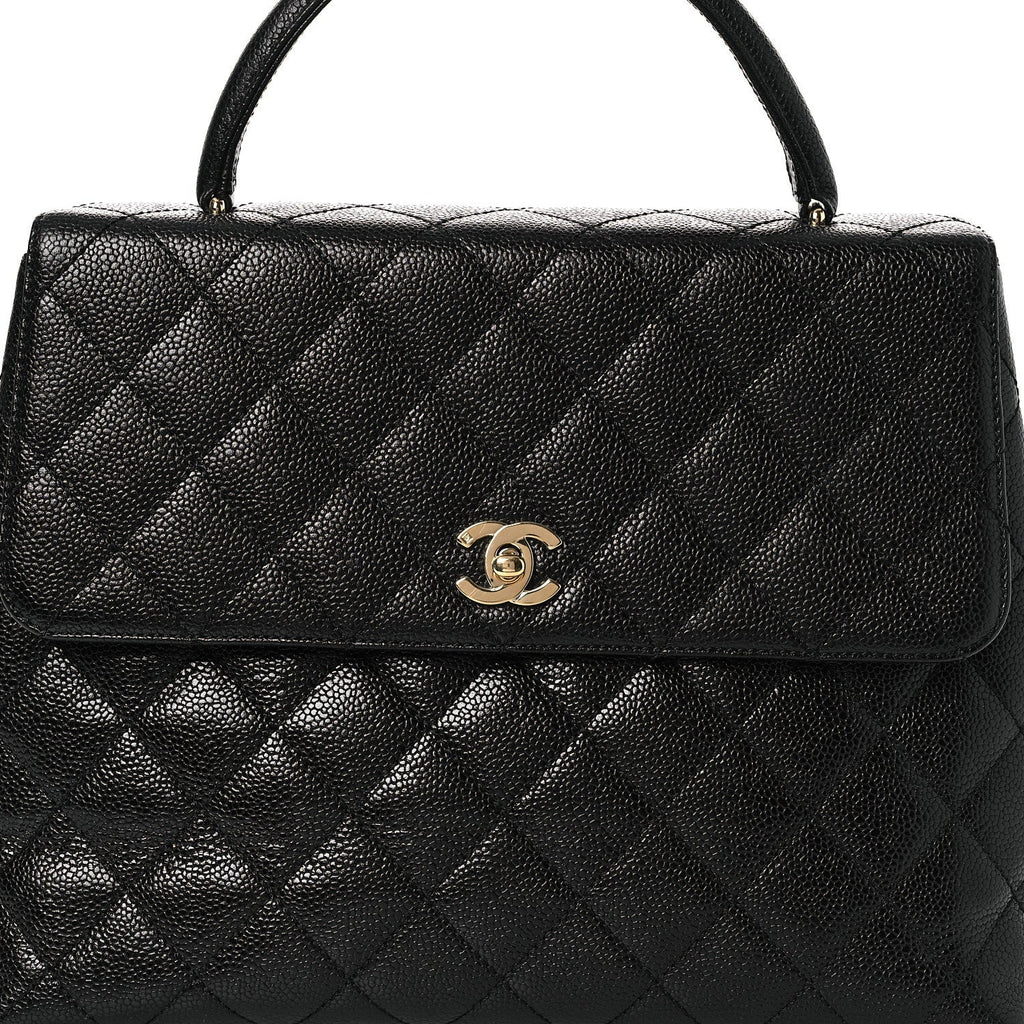 Caviar Quilted Jumbo Kelly Flap Black