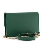 Dollar Calfskin Interlocking G Chain Wallet Emerald