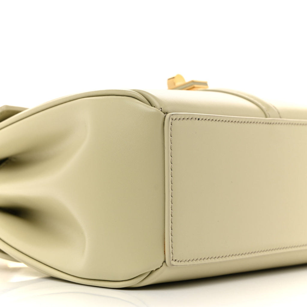 Satinated Calfskin Mini 16 Top Handle Bag Almond Green