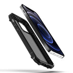 Reiko Shockproof Pc Bumper Case With Carbon Fiber Pattern In Black For Iphone 12 Mini
