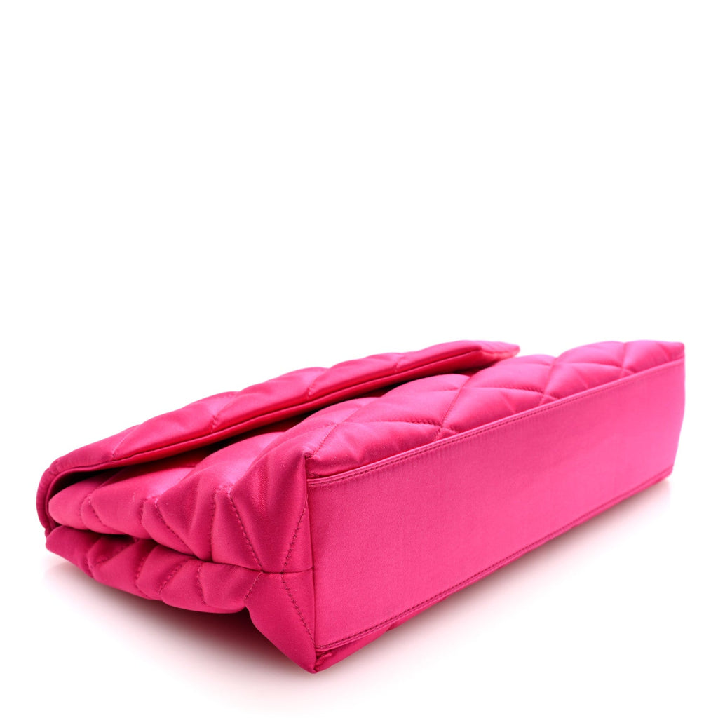 Satin Quilted Sade Puffer Envelope Clutch Bubblegum