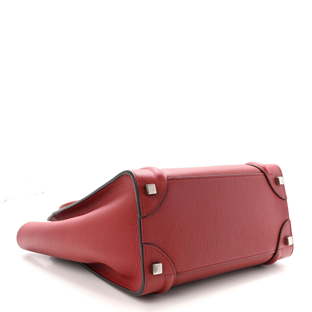 Drummed Calfskin Micro Luggage Merlot