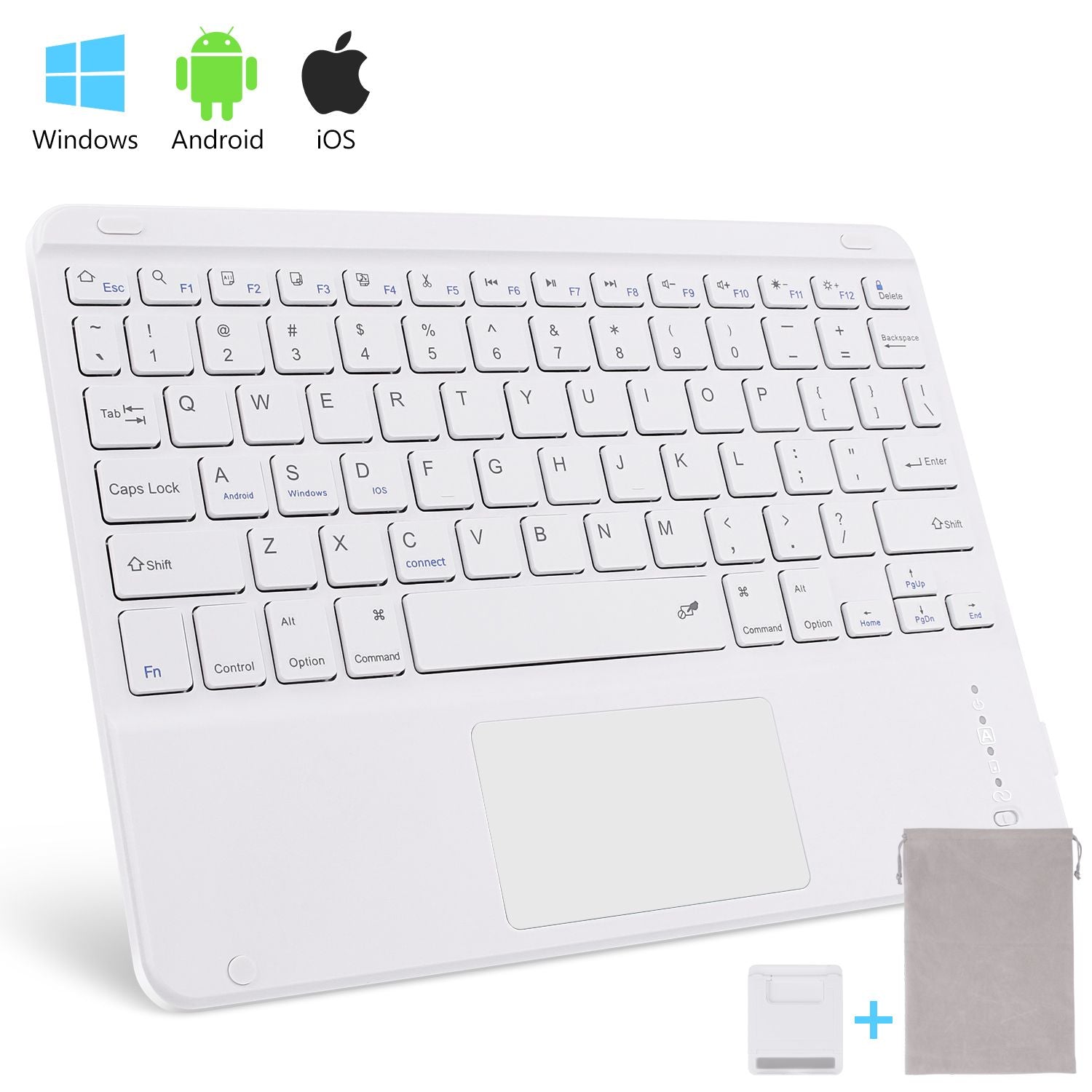 Wireless Bluetooth Keyboard with Touchpad for iPad Keybaord iPhone Samsung Galaxy Xiaomi Huawei Microsoft Surface HP - black square-Brown Switch
