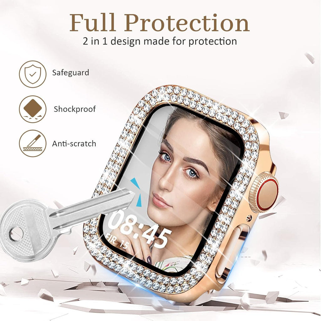 Entronix Case Compatible with iWatch Series 6/5/4/SE (3rd/2nd/1st Gen), 44mm - Diamond Cover w/ Built-In Screen Protector