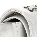 Caviar Quilted Medium Double Flap White
