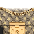GG Supreme Monogram Bees Small Padlock Shoulder Bag Black