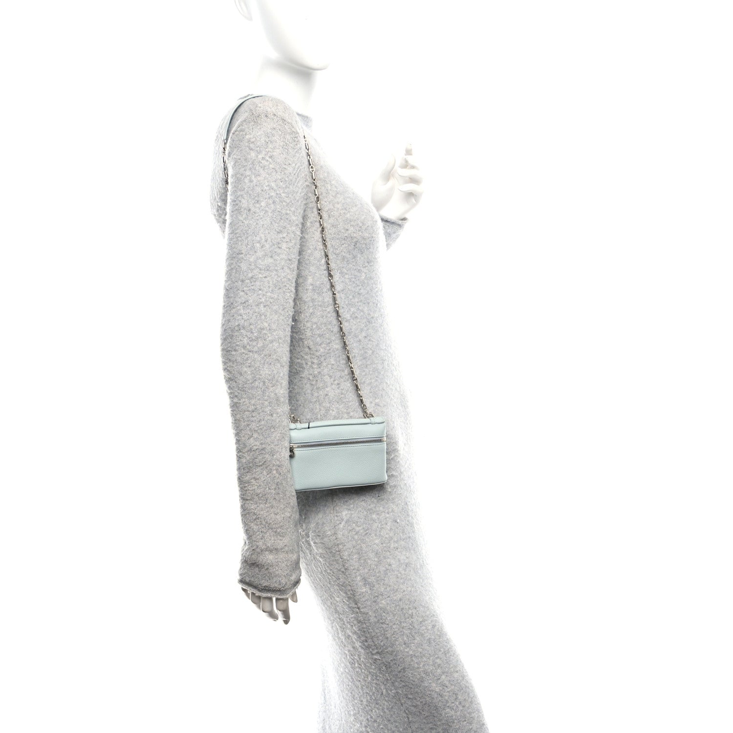 Grained Calfskin Extra Pocket Mini Pouch Minty Breeze
