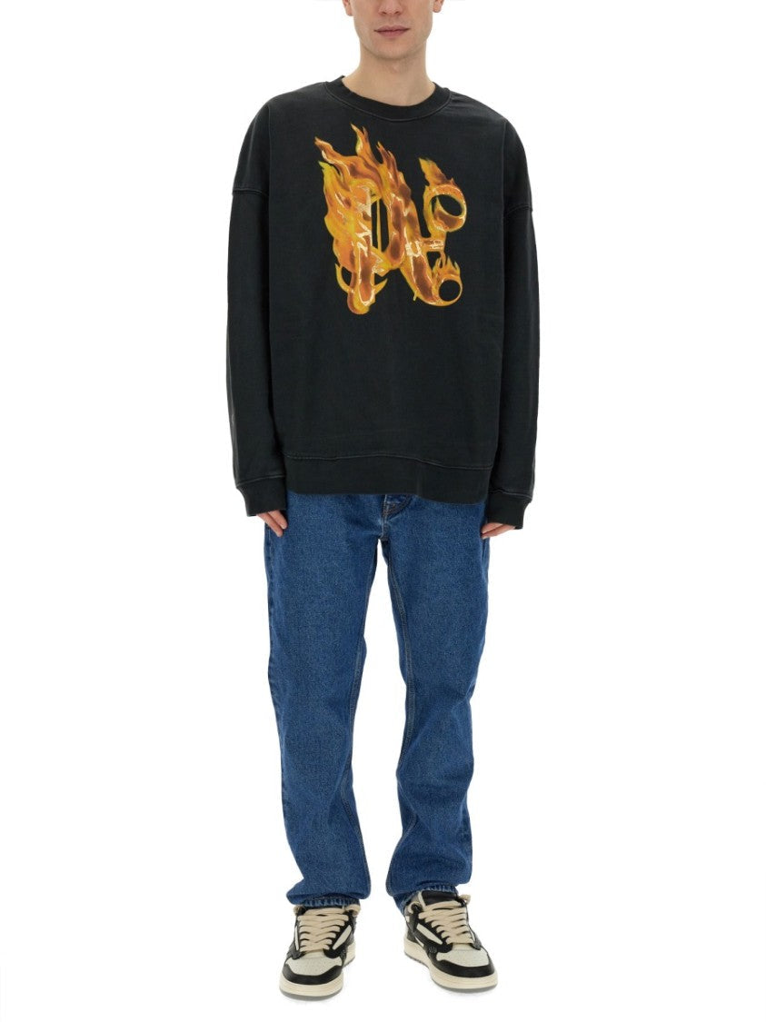 "Burning Monogram" Print-Sweatshirt