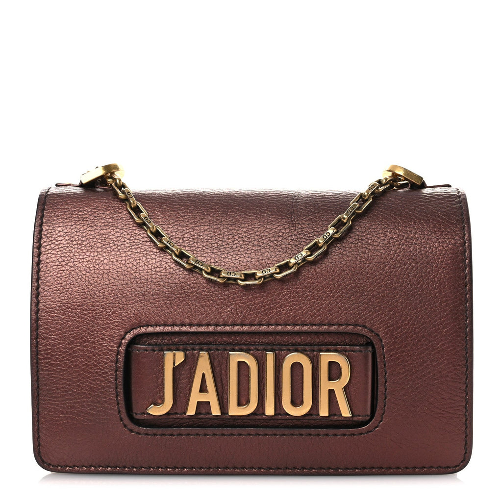Metallic Calfskin J'Adior Chain Flap Bag Noisette