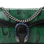 Snakeskin Enamel Small Dionysus Shoulder Bag Green