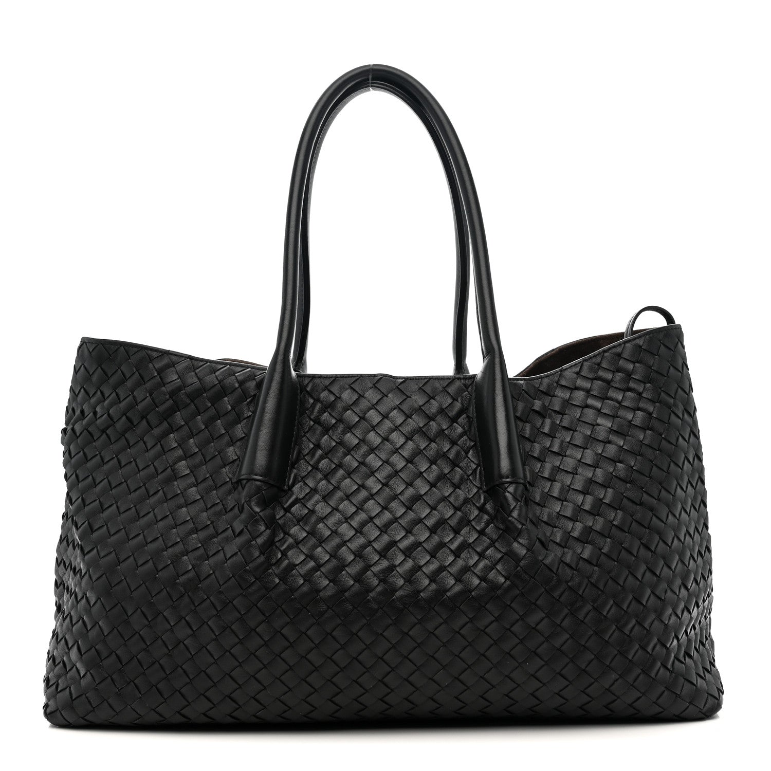 Calfskin Intrecciato Pinacoteca Reversible Tote Black Fondant