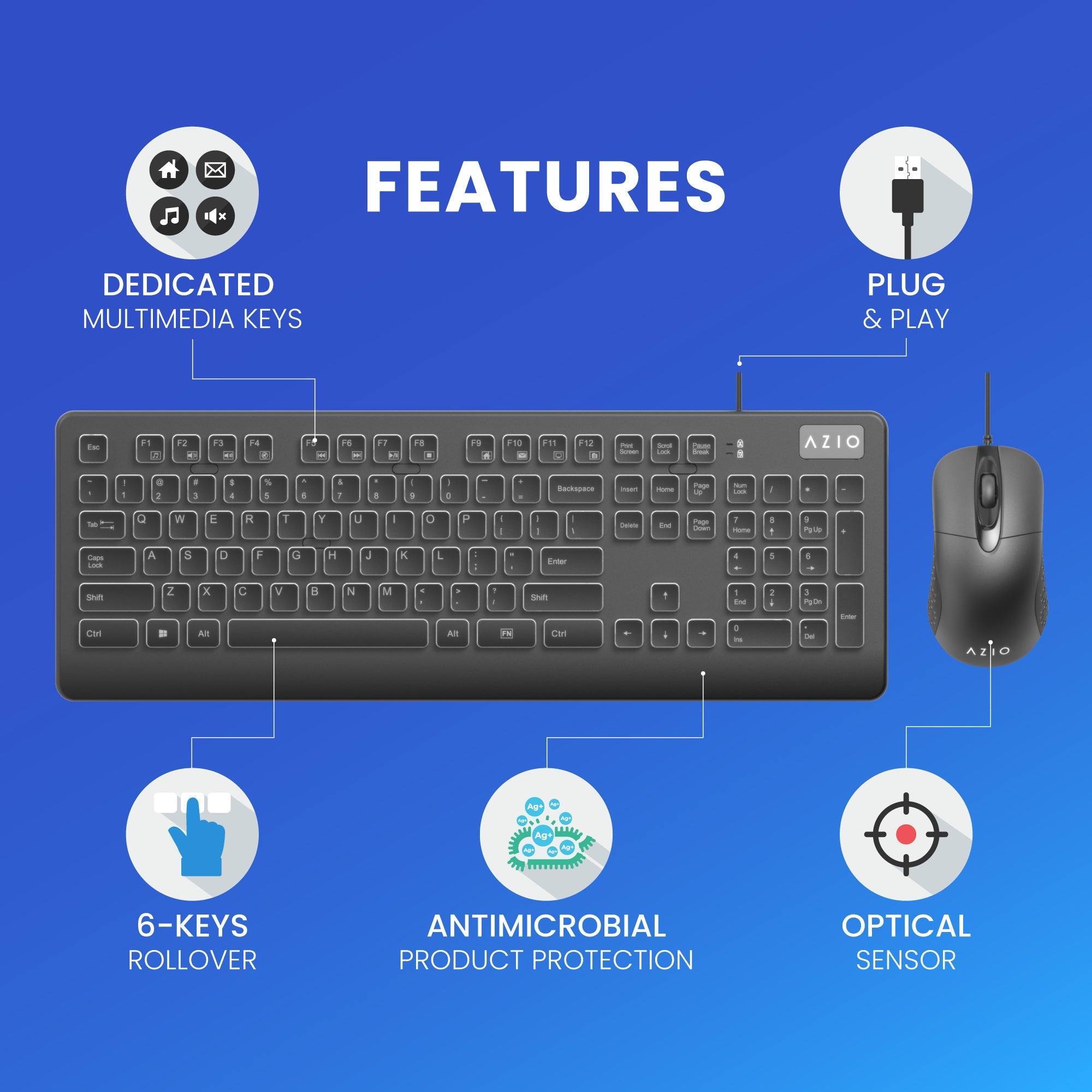 Azio USB Keyboard and Mouse Combo
