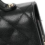 Caviar Quilted Business Affinity Clutch With Chain Black