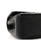 Caviar Quilted Medium Double Flap Black