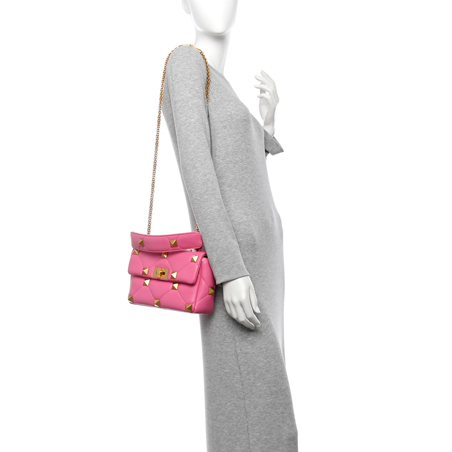 Nappa Medium Roman Stud Shoulder Bag Feminine Pink