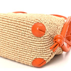 Raffia Calfskin Small Loop Top Handle Natural Burned Orange