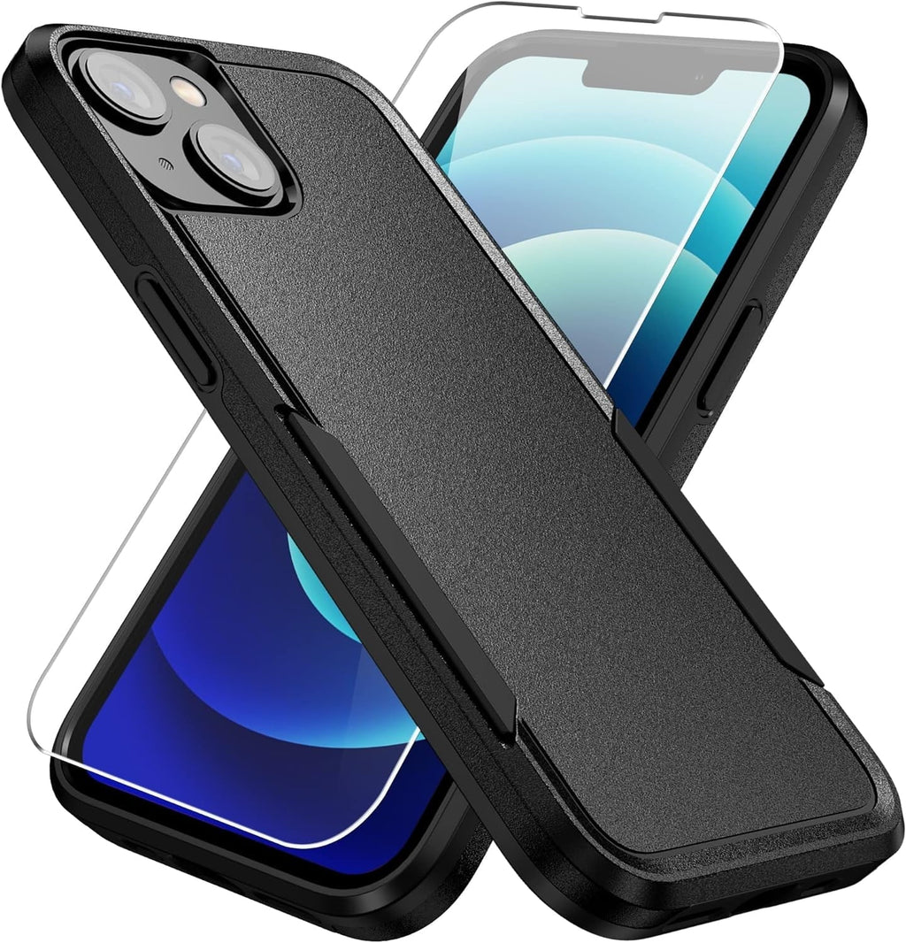Entronix Bundle Compatible with iPhone 15 Plus - Soft-Touch Dual-Layer Case & 1 Clear Screen Protector