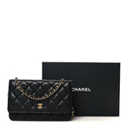 Caviar Quilted Wallet on Chain WOC Black