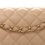 Caviar Quilted Jumbo Double Flap Beige