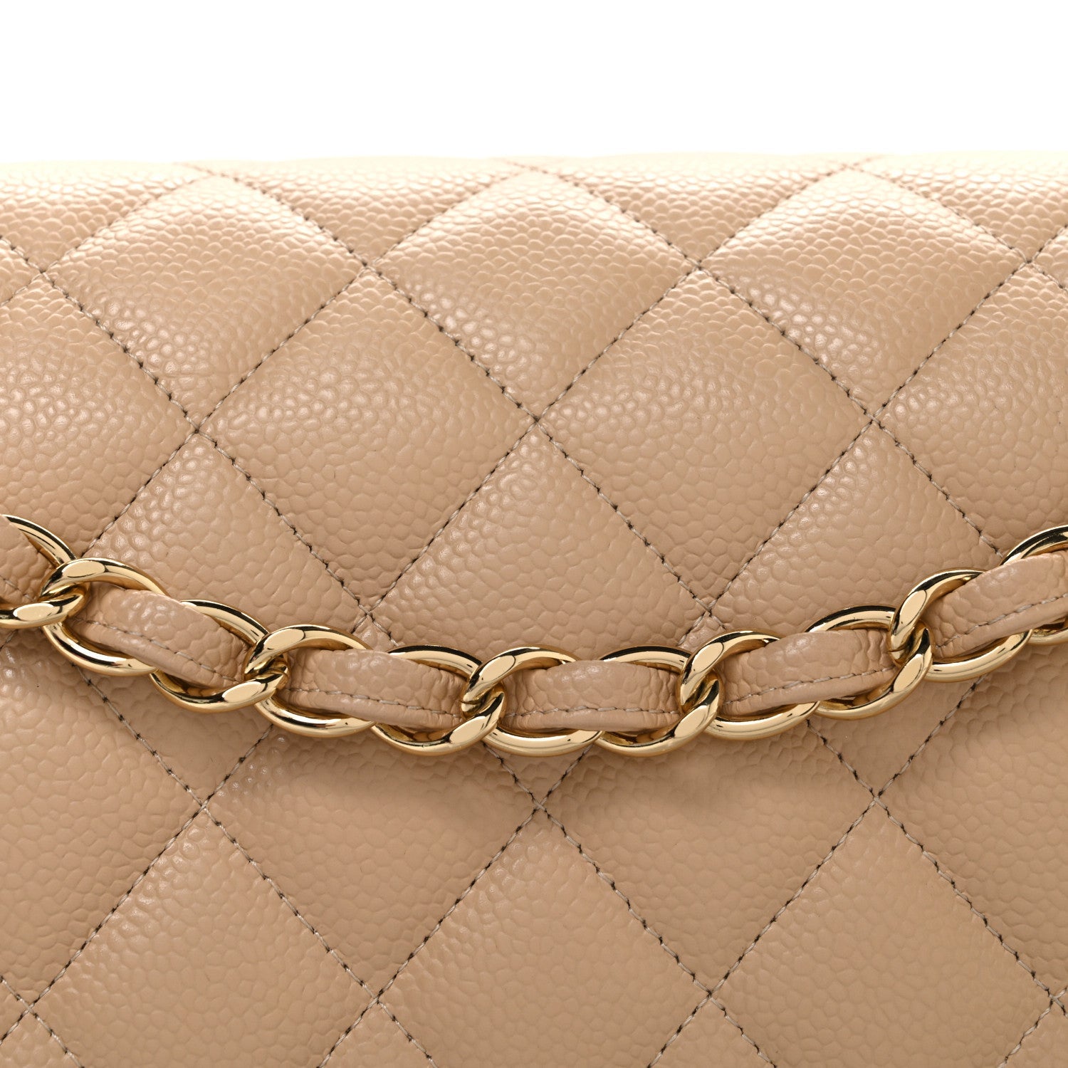 Caviar Quilted Jumbo Double Flap Beige