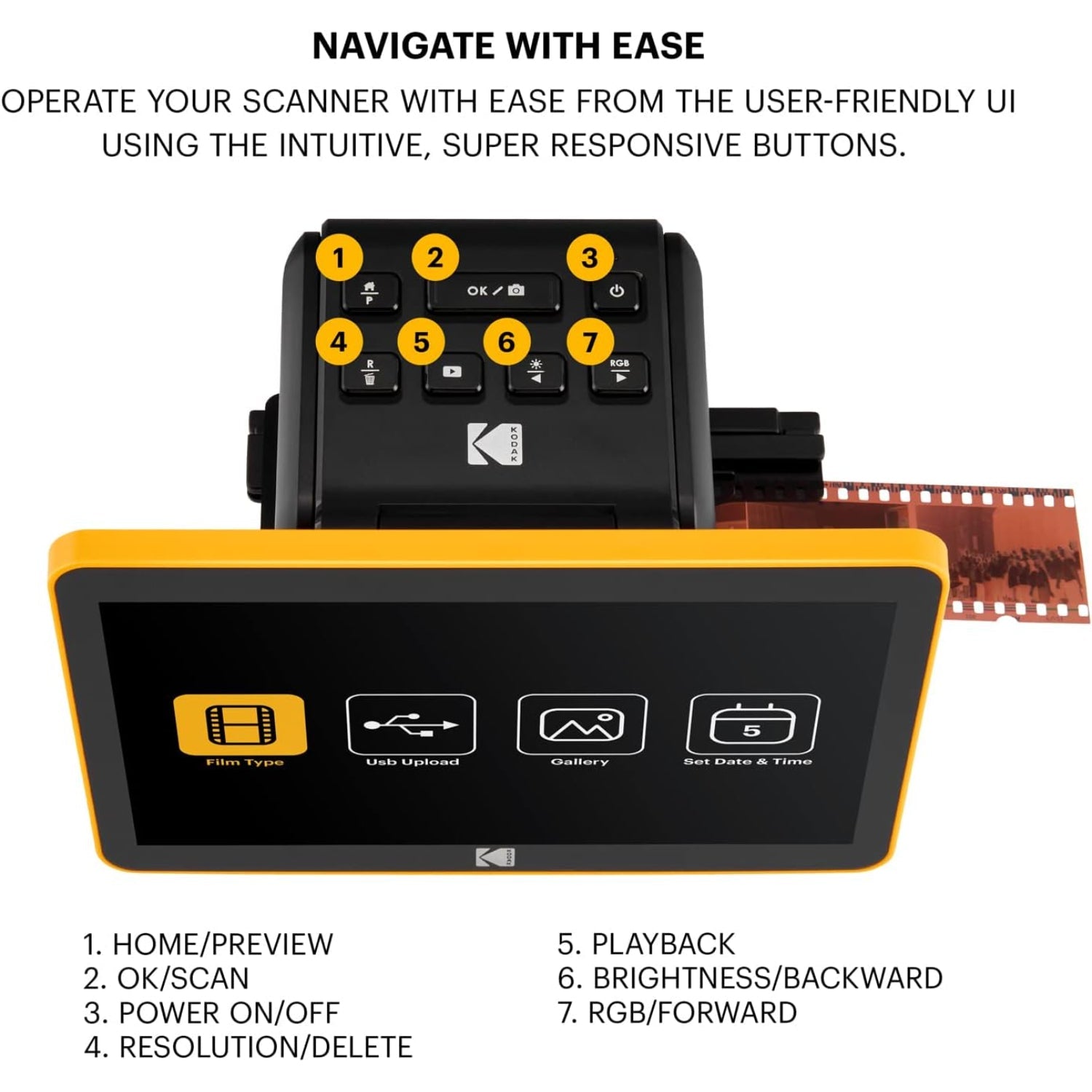 Kodak Slide N SCAN Film and Slide Scanner with 7" LCD Screen, Converts Negatives & Slides to JPEG