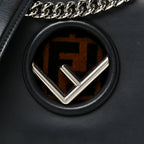 Vitello Century Velvet F is Fendi FF Small Kan I Shoulder Bag Black Tobacco