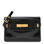 Patent Small Manhattan Shoulder Bag Black