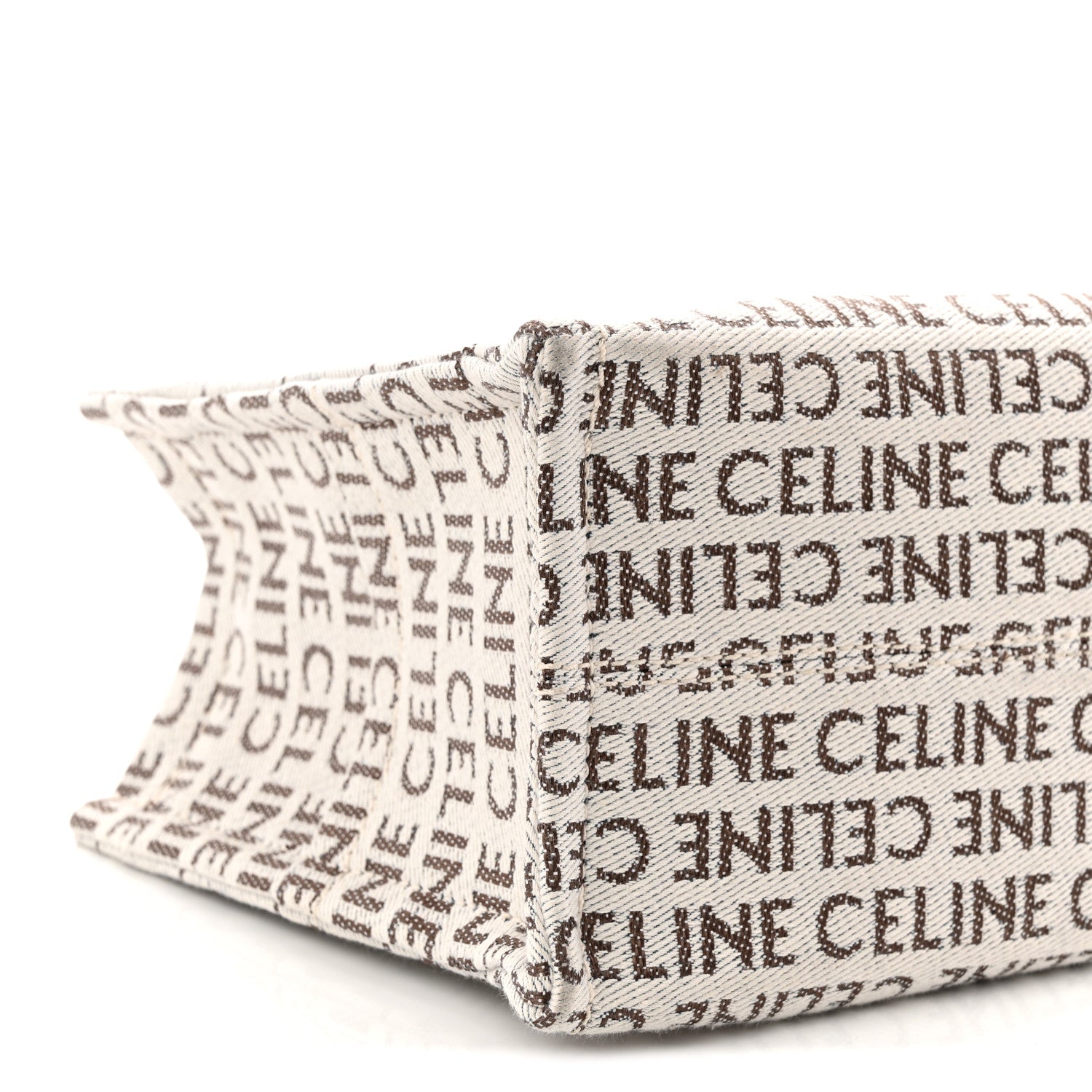 Canvas Calfskin All Over Print Small Cabas Thais White Tan