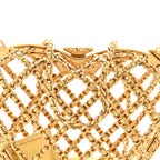 Metal Metallic Lambskin Quilted CC Heart Minaudiere Crossbody Gold