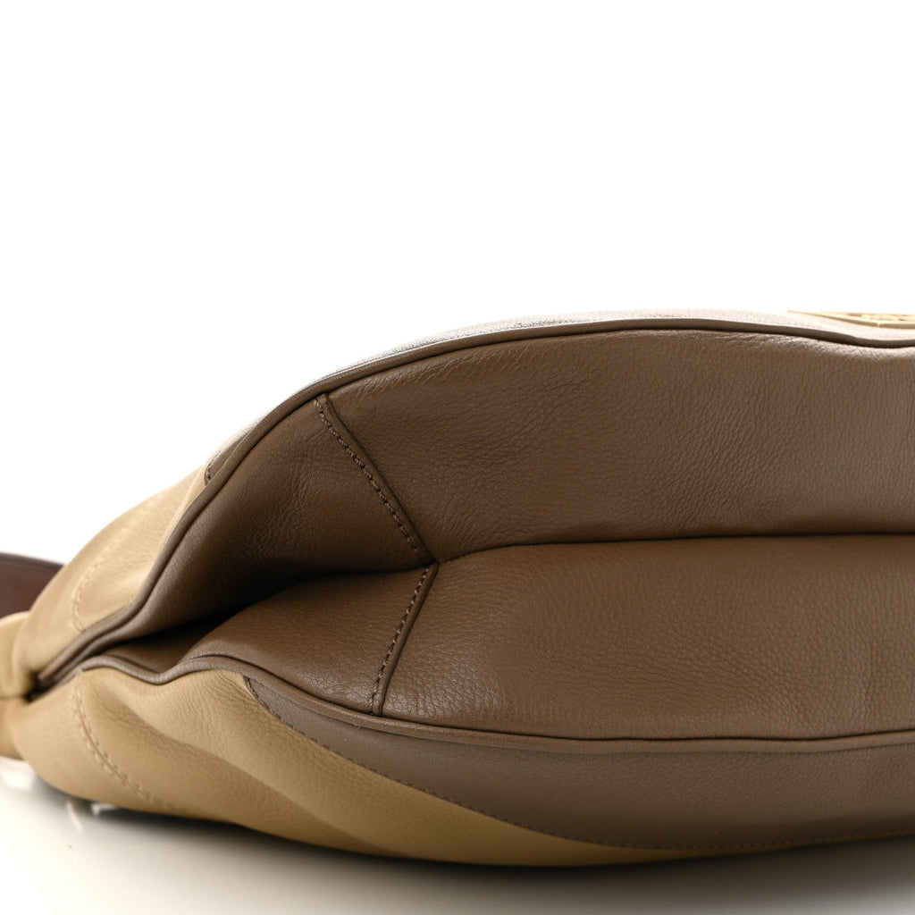 Calfskin Double Handles Hobo Brown