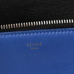 Calfskin Medium Tri-Color Edge Shoulder Bag Blue Multicolor