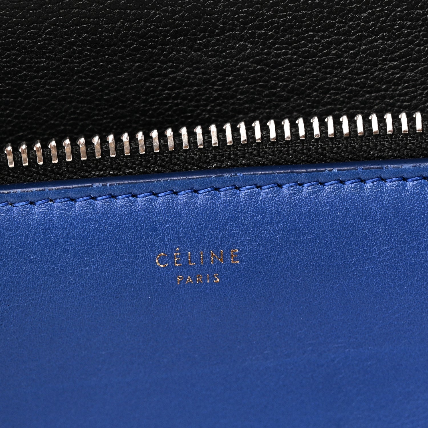 Calfskin Medium Tri-Color Edge Shoulder Bag Blue Multicolor