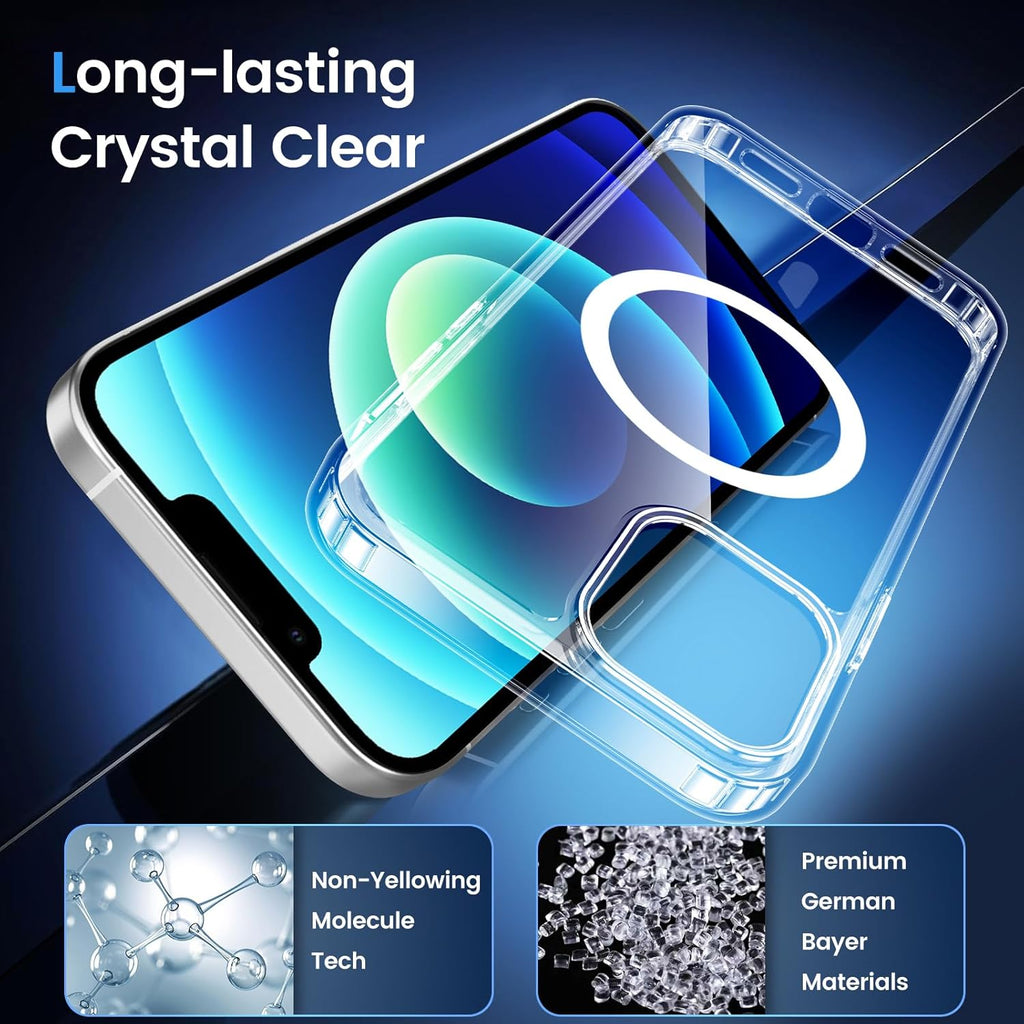 Entronix [Magnetic] Case Compatible with iPhone 12/12 Pro - [Hard Back] Thick Clear