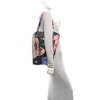 Caviar Fabric Foldable Tote Bag With Chain Black Multicolor