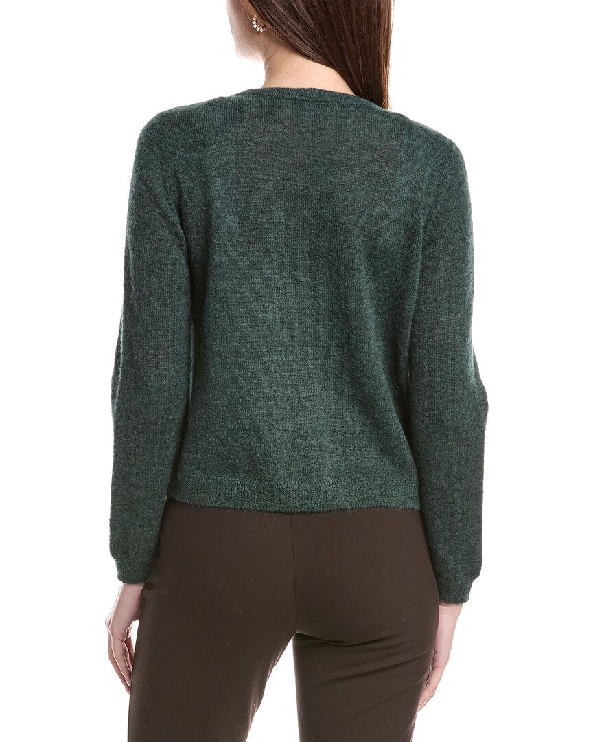 Lafayette 148 New York Mohair-Alpaka-Cardigan mit V-Ausschnitt und aufgesetzten Taschen