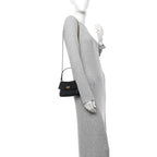 Natural Smooth Calfskin Nano Rodeo Top Handle Handbag Black