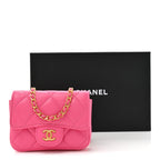 Lambskin Enamel Quilted Mini Chain Belt Bag Pink